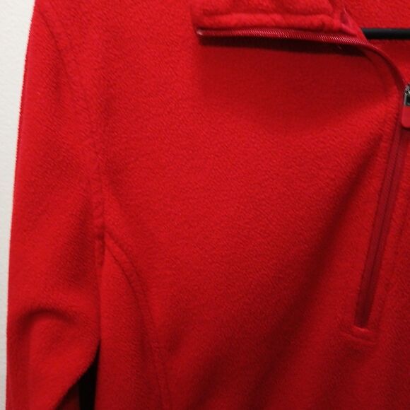 Lands End 1/4 Zip Fleece Pullover RED Womens Medium/Tall WARM COZY Jacket - Picture 5 of 16